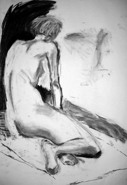 'Female nude', charcoal, 84x59cm
