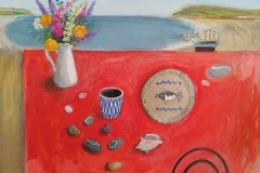 'Barbara's Shell and the Plate from Lakin Jones' 76x101cm oil Available from The McEwan Gallery