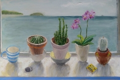 'Puffin Island & the Orchid' 50x76cm oil SOLD