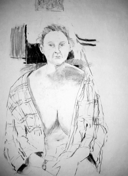 'Female nude' charcoal, 84x59cm