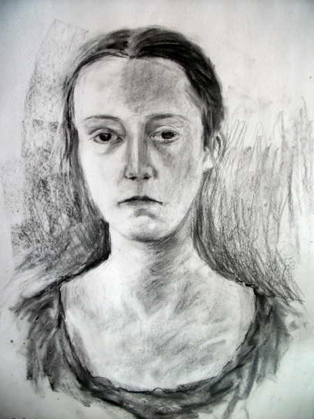 'Portrait of a young woman', Charcoal