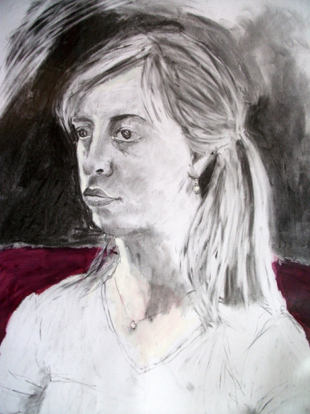 'Portrait of a young woman', mixed media