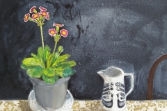 'Lilac Lace Primula & Jug' 50x50cm oil SOLD