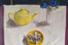 'The Yellow Teapot & Love-in-the-Mist' 50x50cm oil £600 Available from the  artist